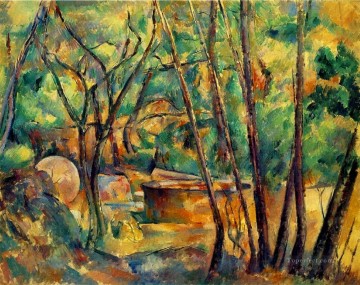 Millstone and Cistern Under Trees Paul Cezanne woods forest Oil Paintings